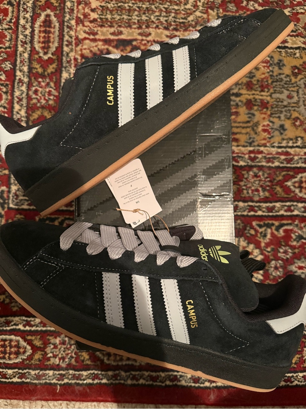 adidas Campus 90s ADV Core Black Grey with White Stripes and Gum Sole